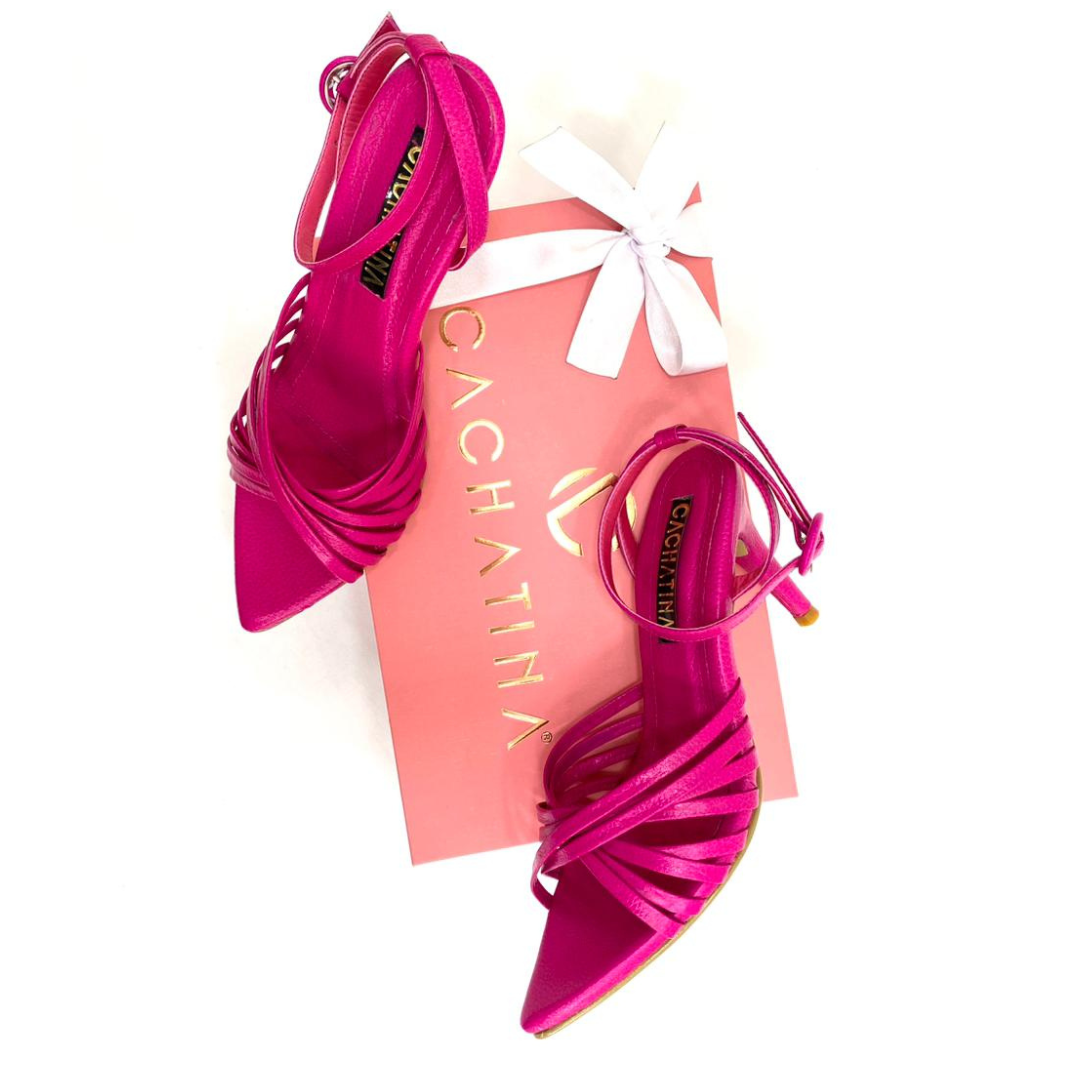 CALZADO CACHATINA - TACON MUJER - NABILA - CUERO FUCSIA - ALTURA 8.5 (11 CM)