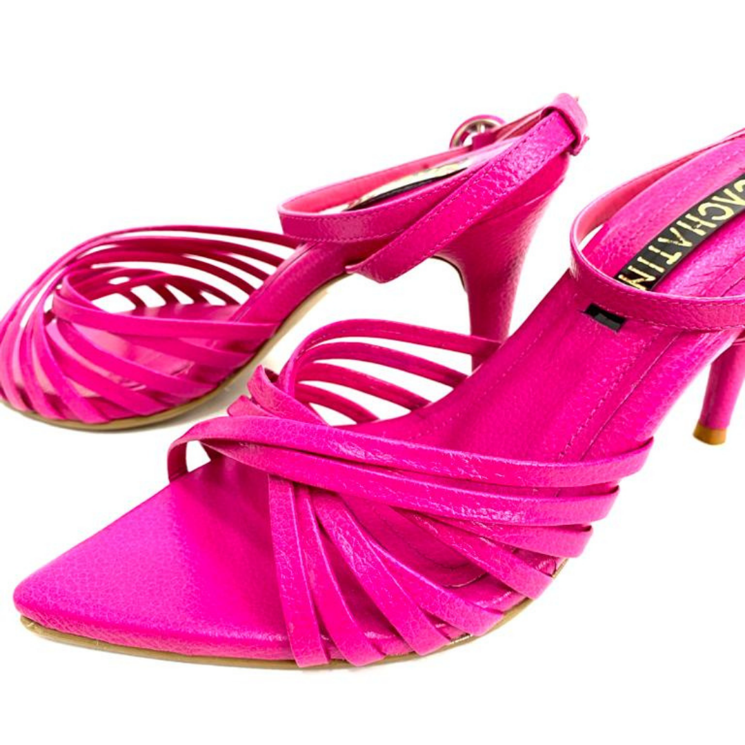 CALZADO CACHATINA - TACON MUJER - NABILA - CUERO FUCSIA - ALTURA 8.5 (11 CM)
