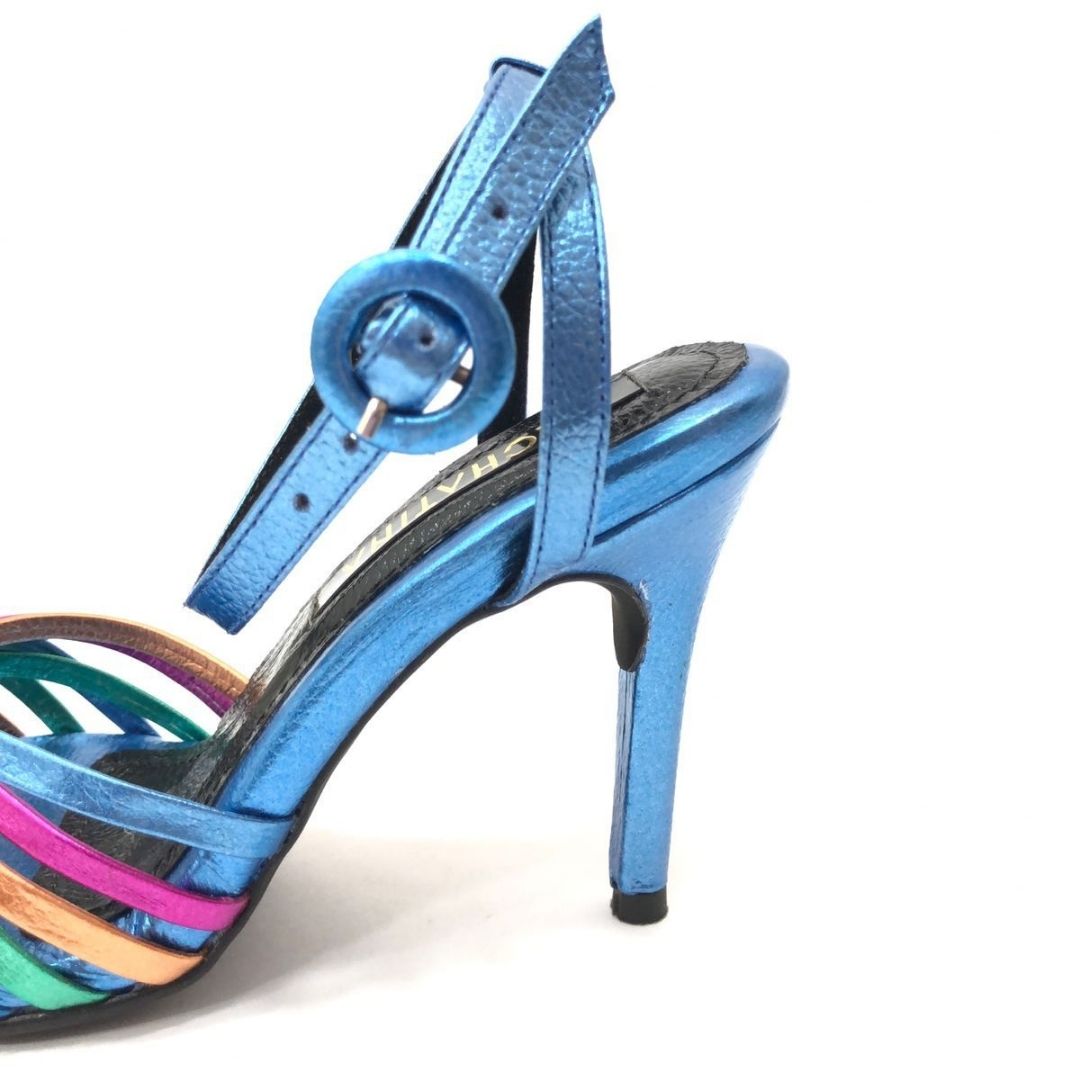 TACÒN -NABILA - 8.5 - CUERO METALIZADO AZUL - CALZADO CACHATINA