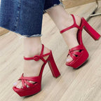 TACÒN - NAGORE - 12 CM - CUERO ROJO - CALZADO CACHATINA