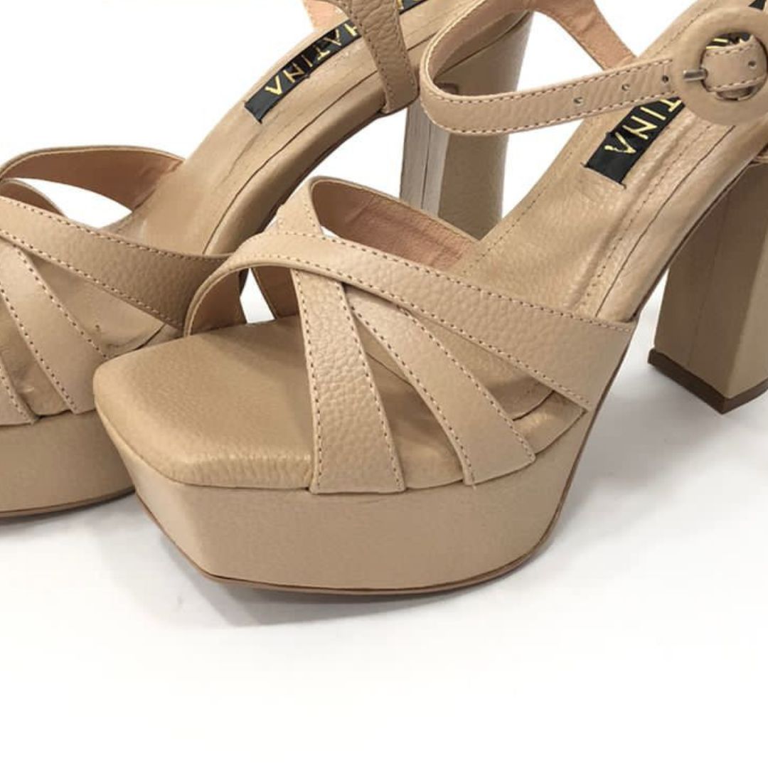 TACÒN - NAGORE - 12 CM - CUERO TAUPE - CALZADO CACHATINA