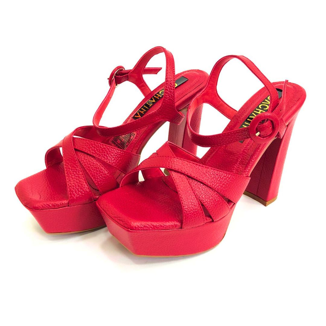 TACÒN - NAGORE - 12 CM - CUERO ROJO - CALZADO CACHATINA
