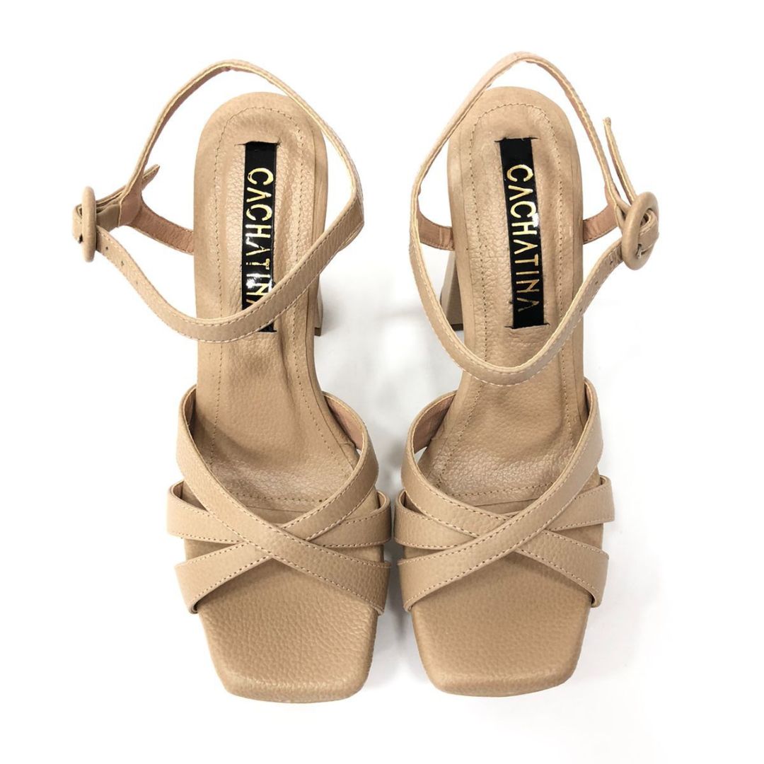 TACÒN - NAGORE - 12 CM - CUERO TAUPE - CALZADO CACHATINA