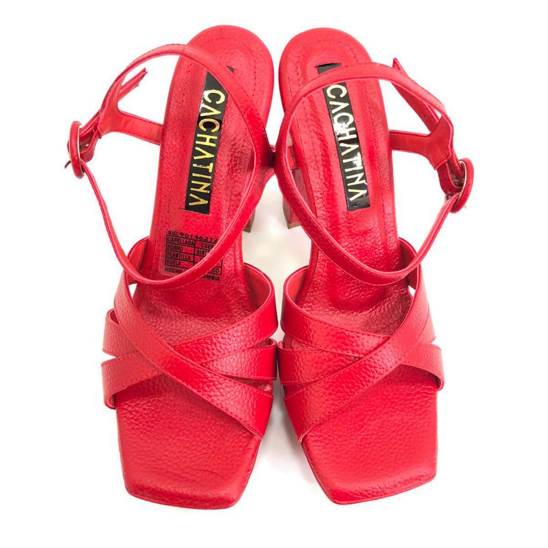 TACÒN - NAGORE - 12 CM - CUERO ROJO - CALZADO CACHATINA