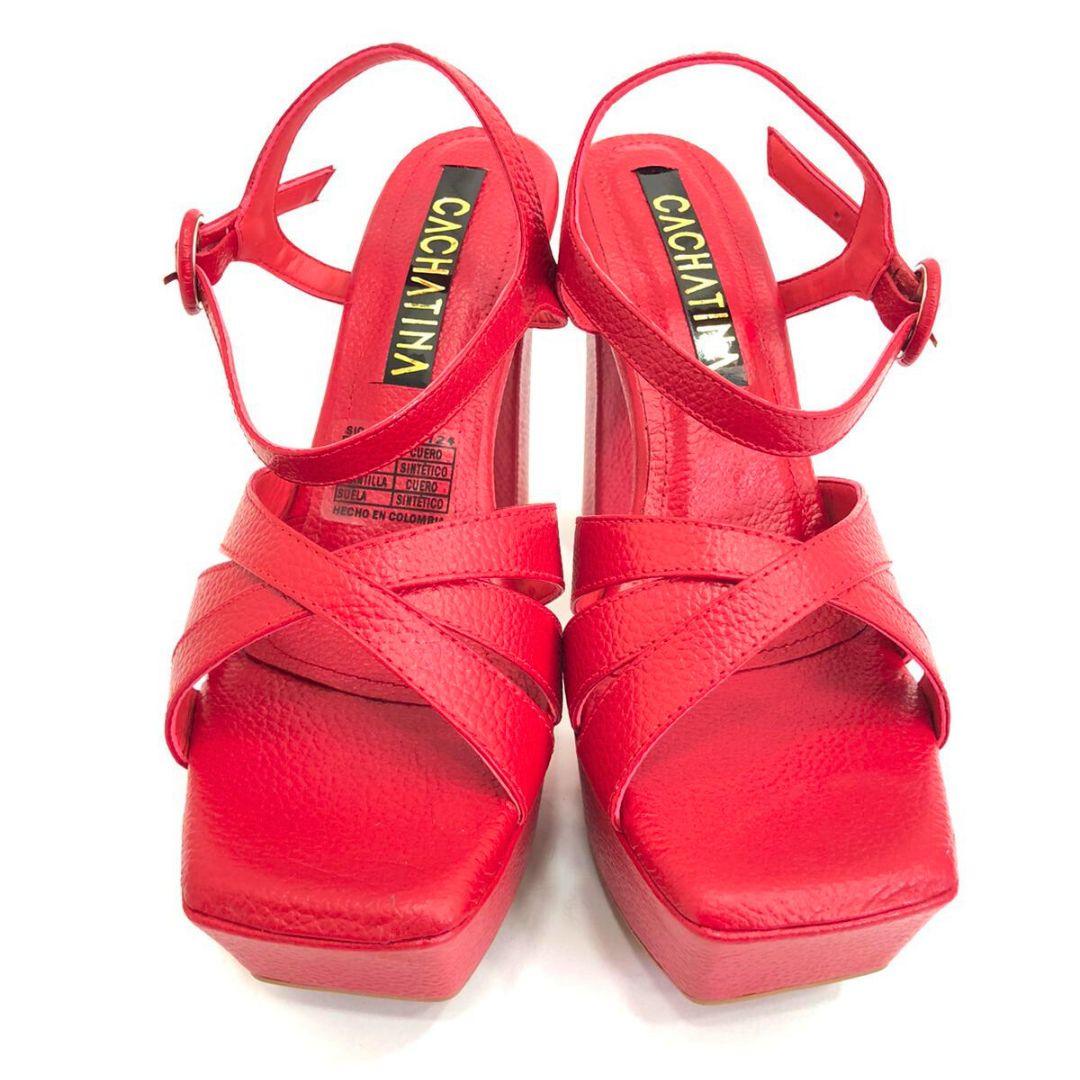 TACÒN - NAGORE - 12 CM - CUERO ROJO - CALZADO CACHATINA
