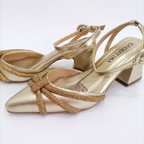 NOREZ - CALZADO CACHATINA - ESTILETO MUJER - CUERO DORADO - TACON 5.5 (7.5 CM)