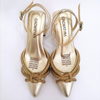 NOREZ - CALZADO CACHATINA - ESTILETO MUJER - CUERO DORADO - TACON 5.5 (7.5 CM)