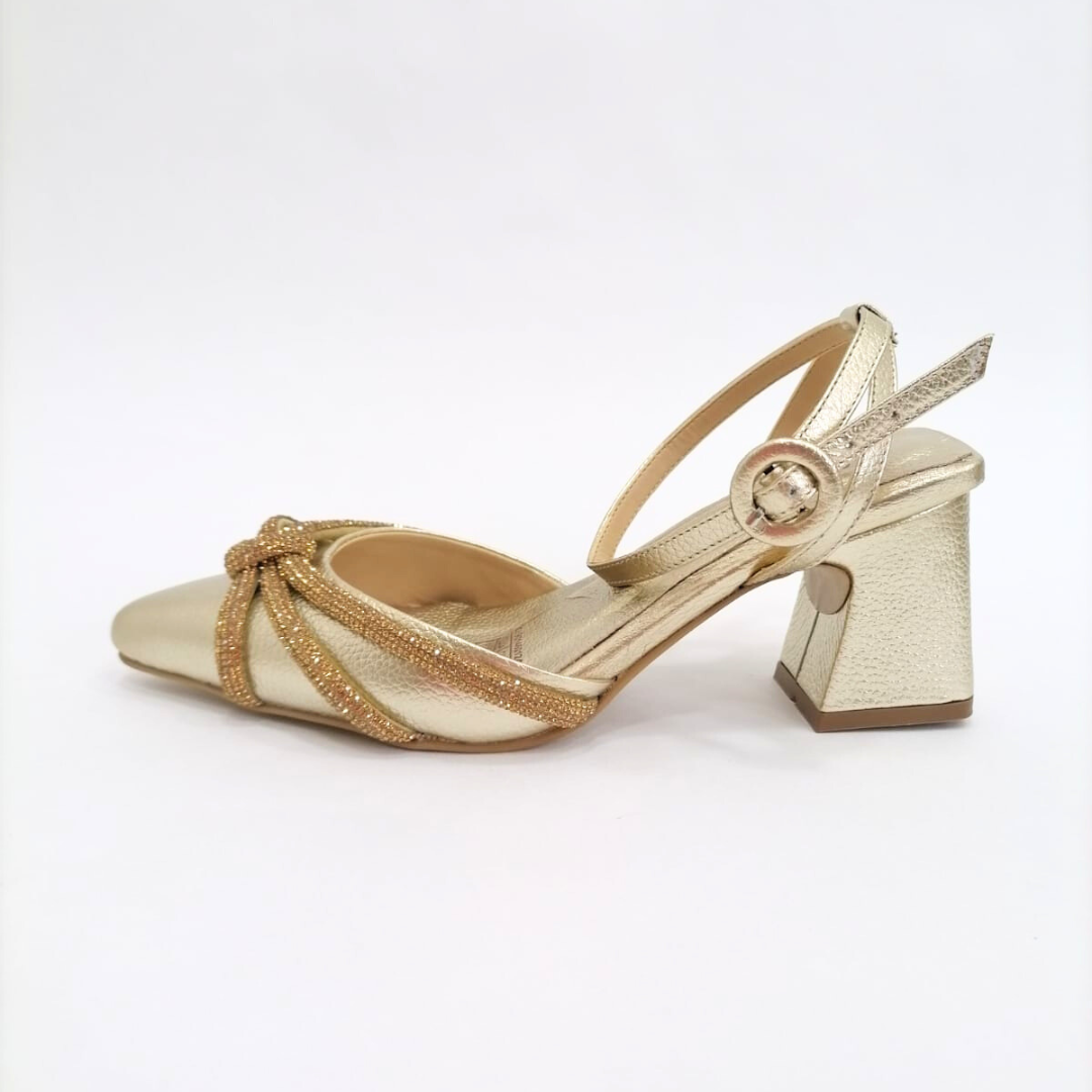 NOREZ - CALZADO CACHATINA - ESTILETO MUJER - CUERO DORADO - TACON 5.5 (7.5 CM)