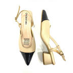 NORMA - CALZADO CACHATINA - ESTILETO MUJER - CUERO FRAPE X CHAROL NEGRO - TACON 3.5 (5.5 CM)