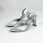 NOVICIA - CALZADO CACHATINA - ESTILETO MUJER - CUERO DIAMANTE PLATEADO - TACON 7.5 (10 CM)
