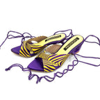 TACÒN - ORMALIA - 5.5 - CUERO SATIN MORADO X AMARILLO - CALZADO CACHATINA