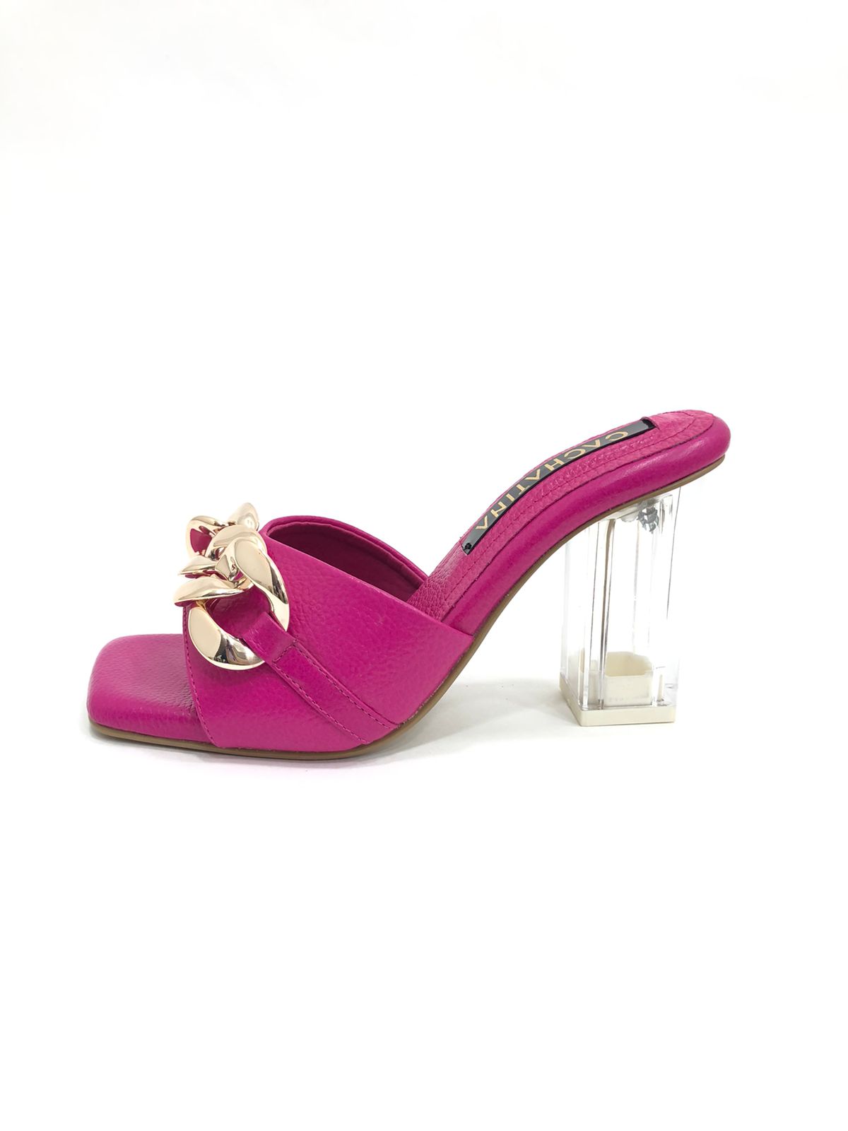 CALZADO CACHATINA - TACON MUJER - POLOMINA - CUERO FUCSIA - ALTURA 7.5 (10 CM)
