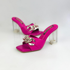 CALZADO CACHATINA - TACON MUJER - POLOMINA - CUERO FUCSIA - ALTURA 7.5 (10 CM)