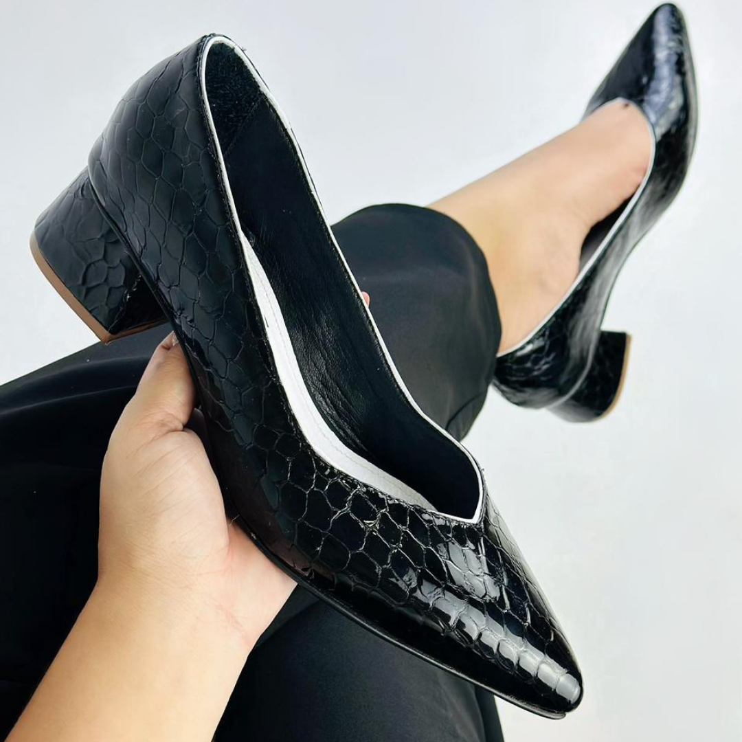 ARNY - CALZADO CACHATINA - ESTILETO MUJER - CUERO STEEL BLACK - TACON 3.5 (5 CM)