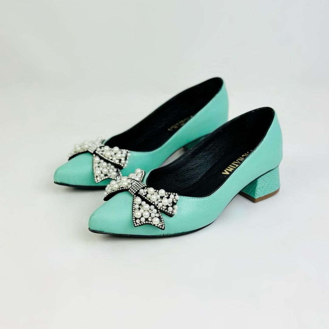BEVERLY - CALZADO CACHATINA - ESTILETO MUJER - CUERO VERDE MENTA - TACON 3.5 (5 CM)