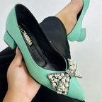 BEVERLY - CALZADO CACHATINA - ESTILETO MUJER - CUERO VERDE MENTA - TACON 3.5 (5 CM)