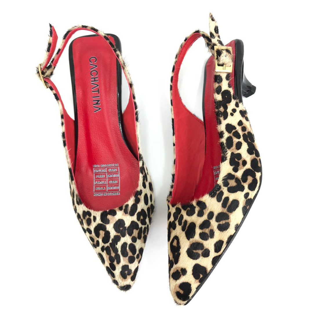 RIUYING - CALZADO CACHATINA - ESTILETO MUJER - CUERO ANIMAL PRINT X ROJO/CHAROL NEGRO - TACON 3.5 (5.5 CM)