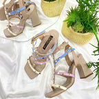 TACÒN - SARLYNI - 7.5 - CUERO TAUPE X AZUL/LILA/TALCO - CALZADO CACHATINA
