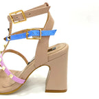 TACÒN - SARLYNI - 7.5 - CUERO TAUPE X AZUL/LILA/TALCO - CALZADO CACHATINA