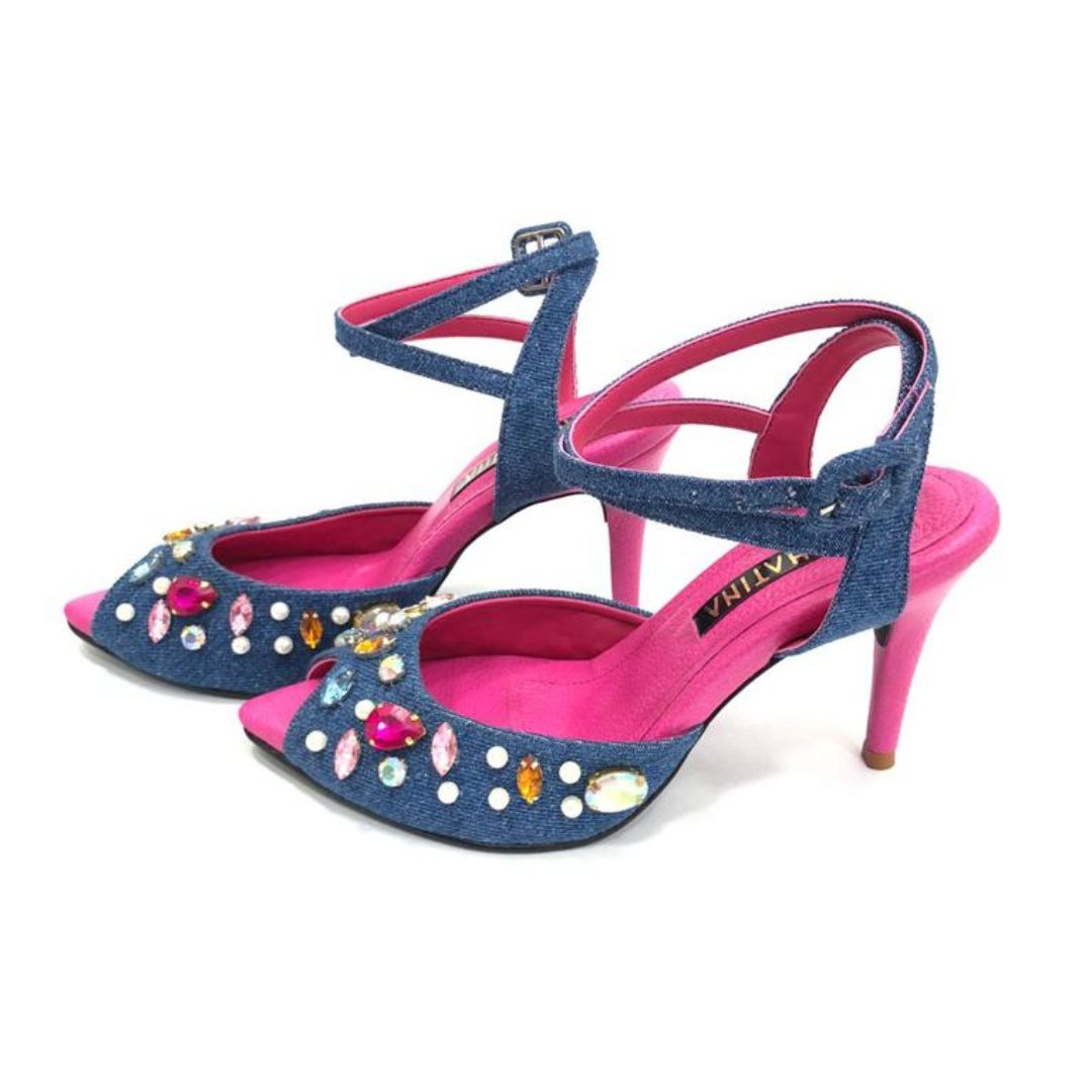 TACÒN - SCREW - 7.5 - DENIM NEUTRO X FUCSIA - CALZADO CACHATINA