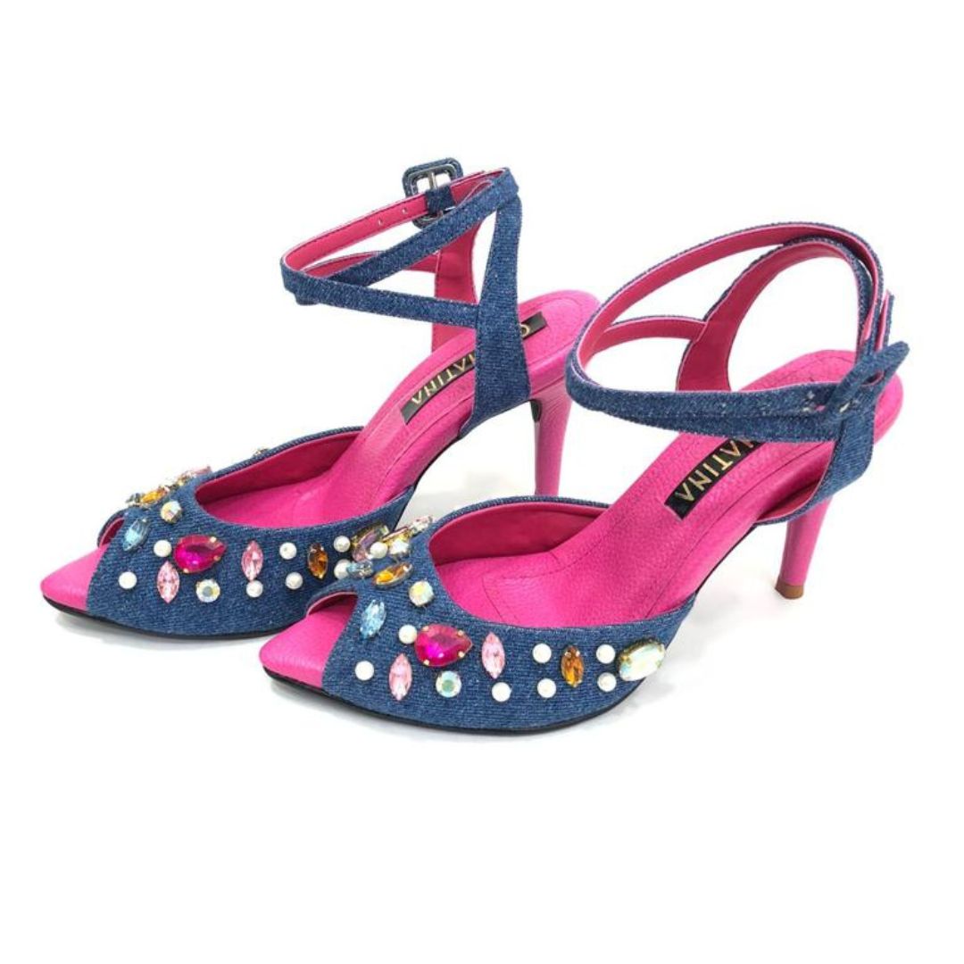 TACÒN - SCREW - 7.5 - DENIM NEUTRO X FUCSIA - CALZADO CACHATINA