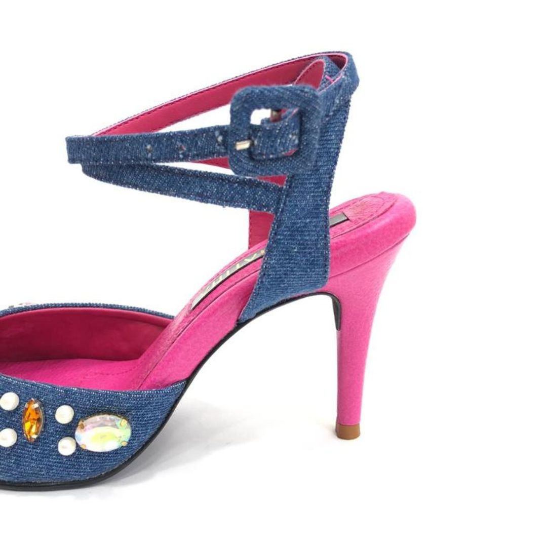 TACÒN - SCREW - 7.5 - DENIM NEUTRO X FUCSIA - CALZADO CACHATINA