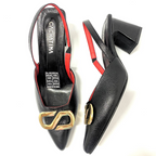SENAY - CALZADO CACHATINA - ESTILETO MUJER - CUERO NEGRO X ROJO - TACON 5.5 (7.5 CM)