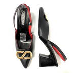 SENAY - CALZADO CACHATINA - ESTILETO MUJER - CUERO NEGRO X ROJO - TACON 5.5 (7.5 CM)
