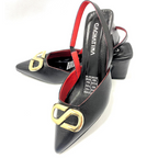 SENAY - CALZADO CACHATINA - ESTILETO MUJER - CUERO NEGRO X ROJO - TACON 5.5 (7.5 CM)