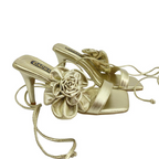 CALZADO CACHATINA - TACON MUJER - SEXY FLOWER - CUERO DORADO - ALTURA 7.5 (10 CM)