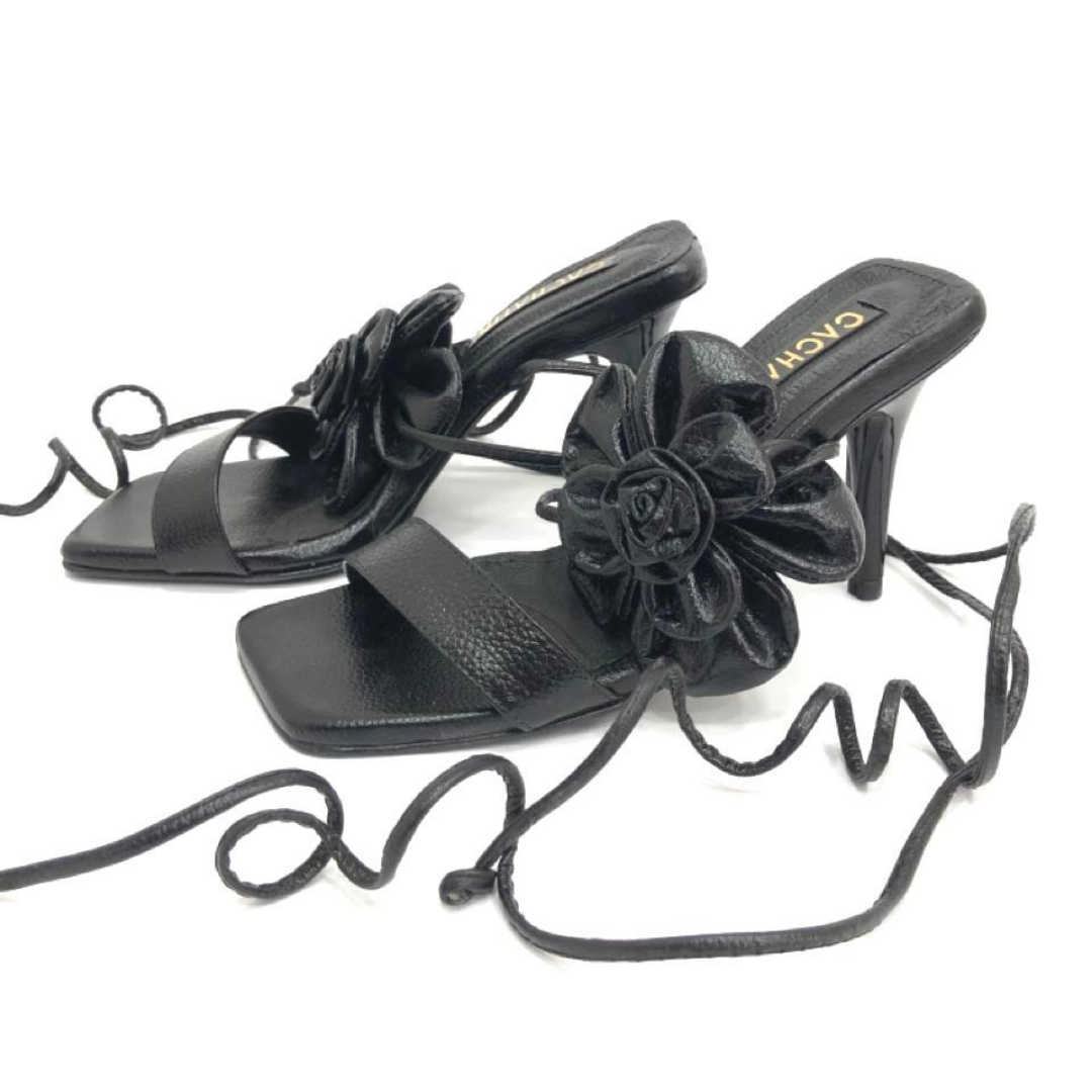 CALZADO CACHATINA - SEXY FLOWER - CUERO NEGRO - ALTURA 7.5 (10 CM) - TACON MUJER