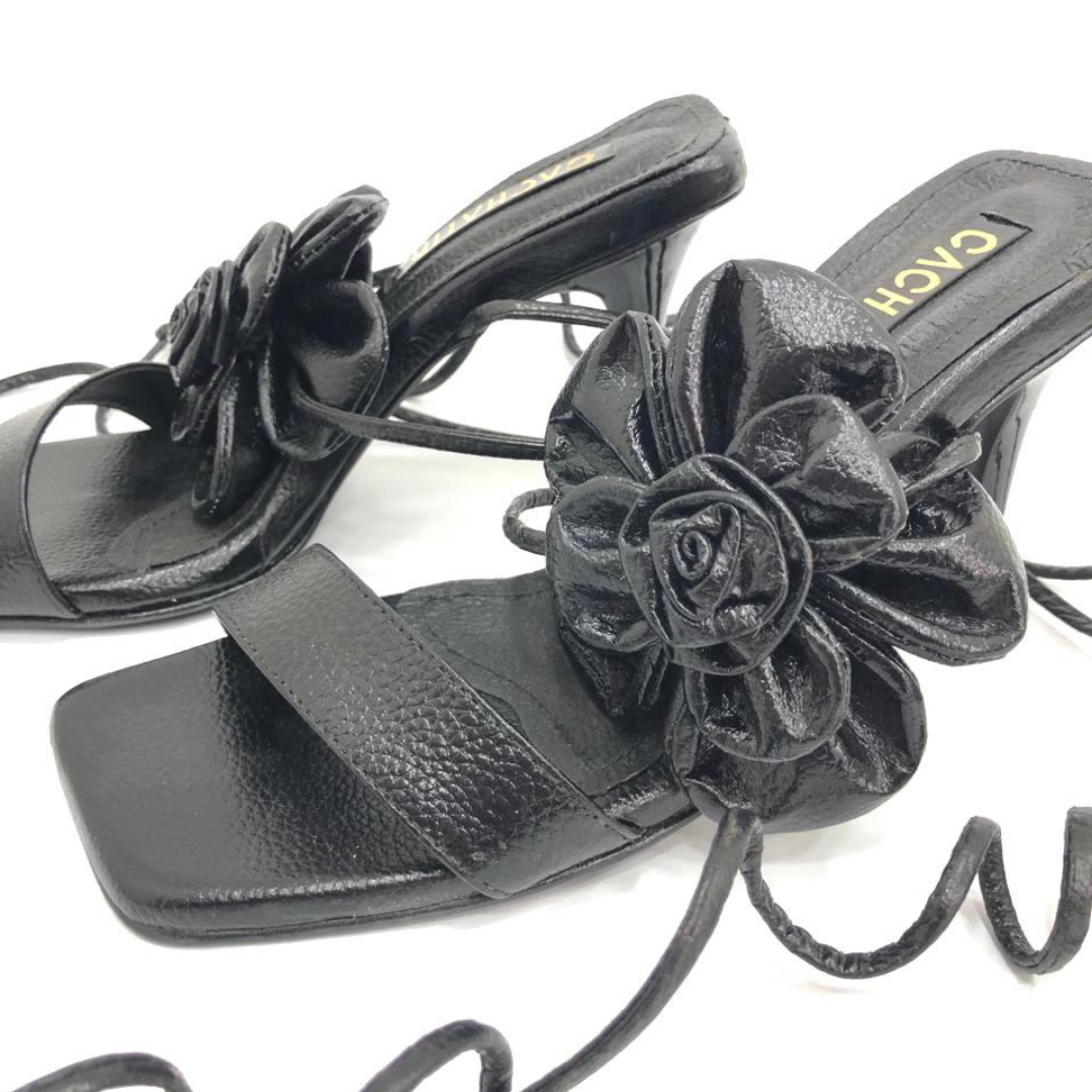 CALZADO CACHATINA - SEXY FLOWER - CUERO NEGRO - ALTURA 7.5 (10 CM) - TACON MUJER