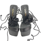 CALZADO CACHATINA - SEXY FLOWER - CUERO NEGRO - ALTURA 7.5 (10 CM) - TACON MUJER