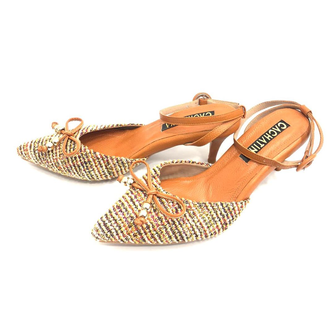 TACÒN - SHINING - 5.5 - CUERO MIEL X TEX ARENA - CALZADO CACHATINA