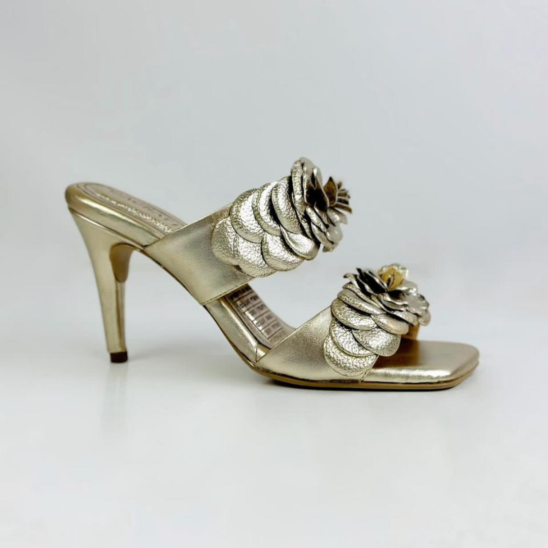 CALZADO CACHATINA - TACON MUJER - SIMONA - CUERO DORADO - ALTURA 7.5 (10 CM)