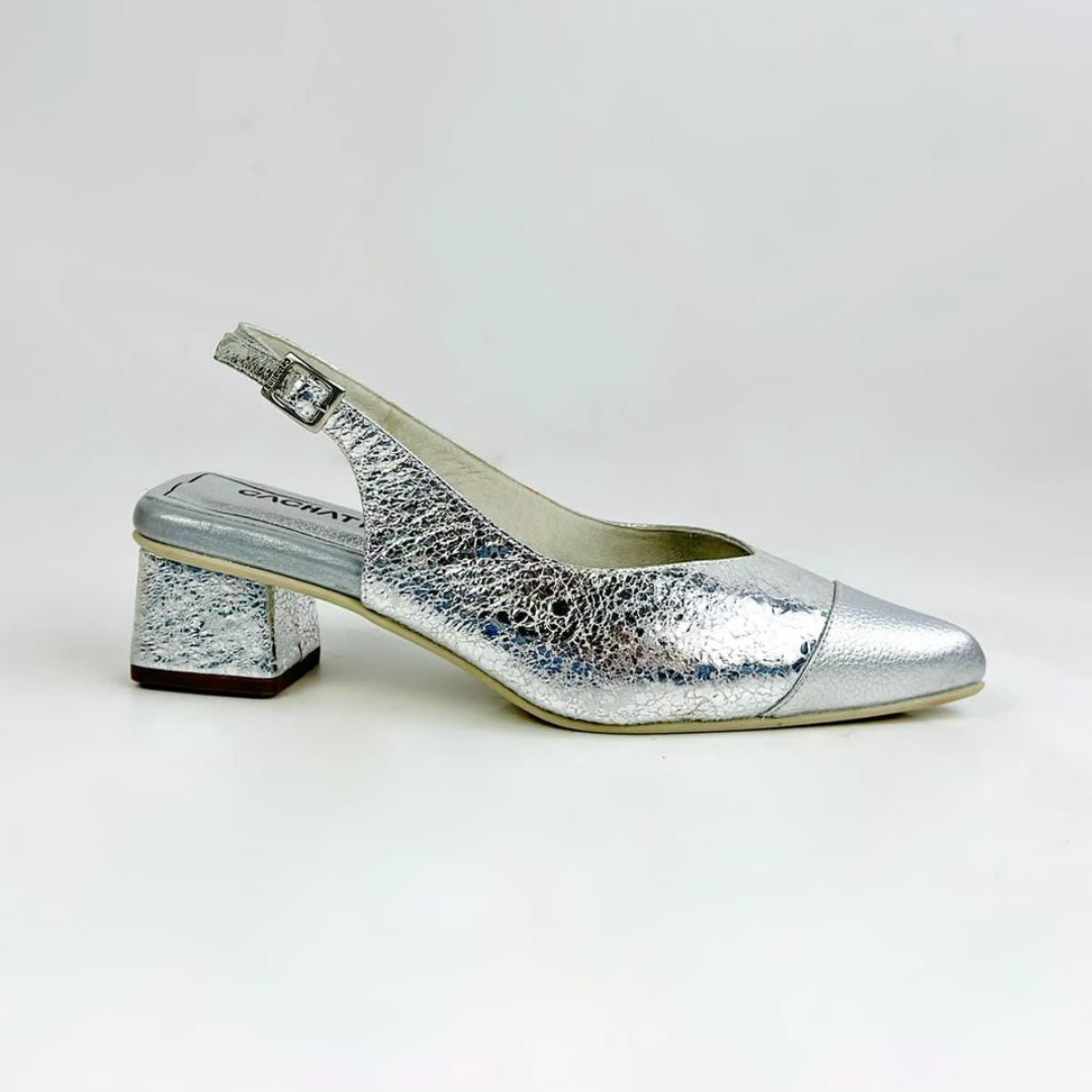 SOLI - CALZADO CACHATINA - ESTILETO MUJER - CUERO LIRA PLATEADO - TACON 3.5 (5.5 CM)