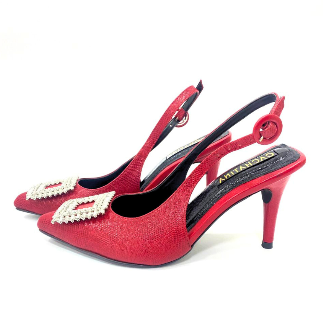 TACÒN - STORM - 8.5 - CUERO ROJO - CALZADO CACHATINA