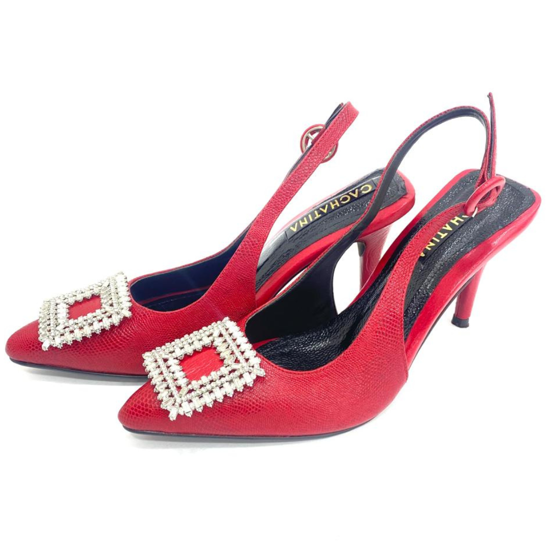 TACÒN - STORM - 8.5 - CUERO ROJO - CALZADO CACHATINA