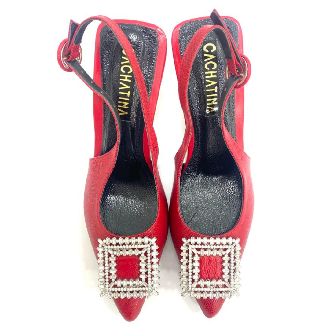 TACÒN - STORM - 8.5 - CUERO ROJO - CALZADO CACHATINA