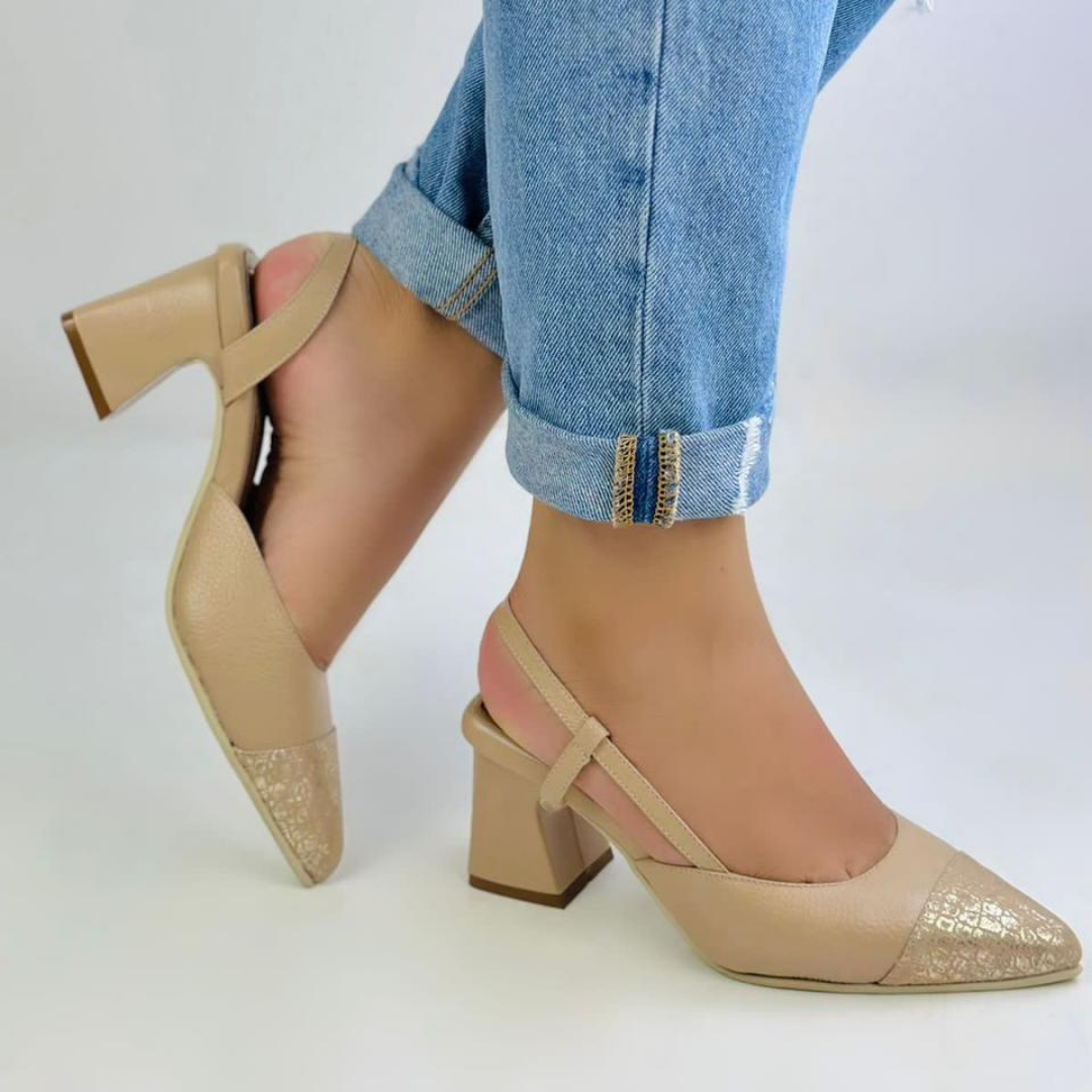 SUGAR - CALZADO CACHATINA - ESTILETO MUJER - CUERO FRAPE X DORADO - TACON 5.5 (7.5 CM)