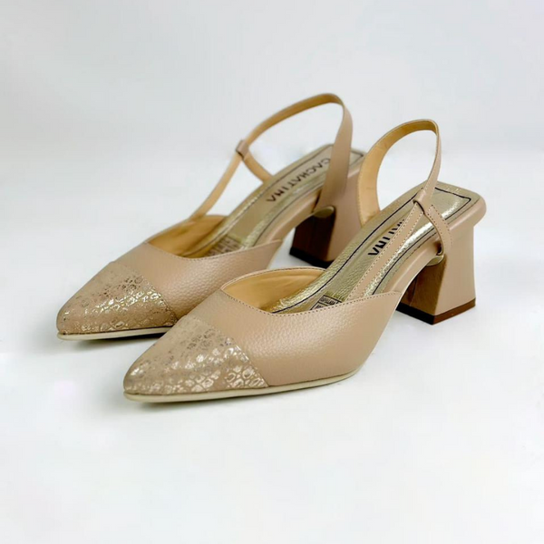 SUGAR - CALZADO CACHATINA - ESTILETO MUJER - CUERO FRAPE X DORADO - TACON 5.5 (7.5 CM)