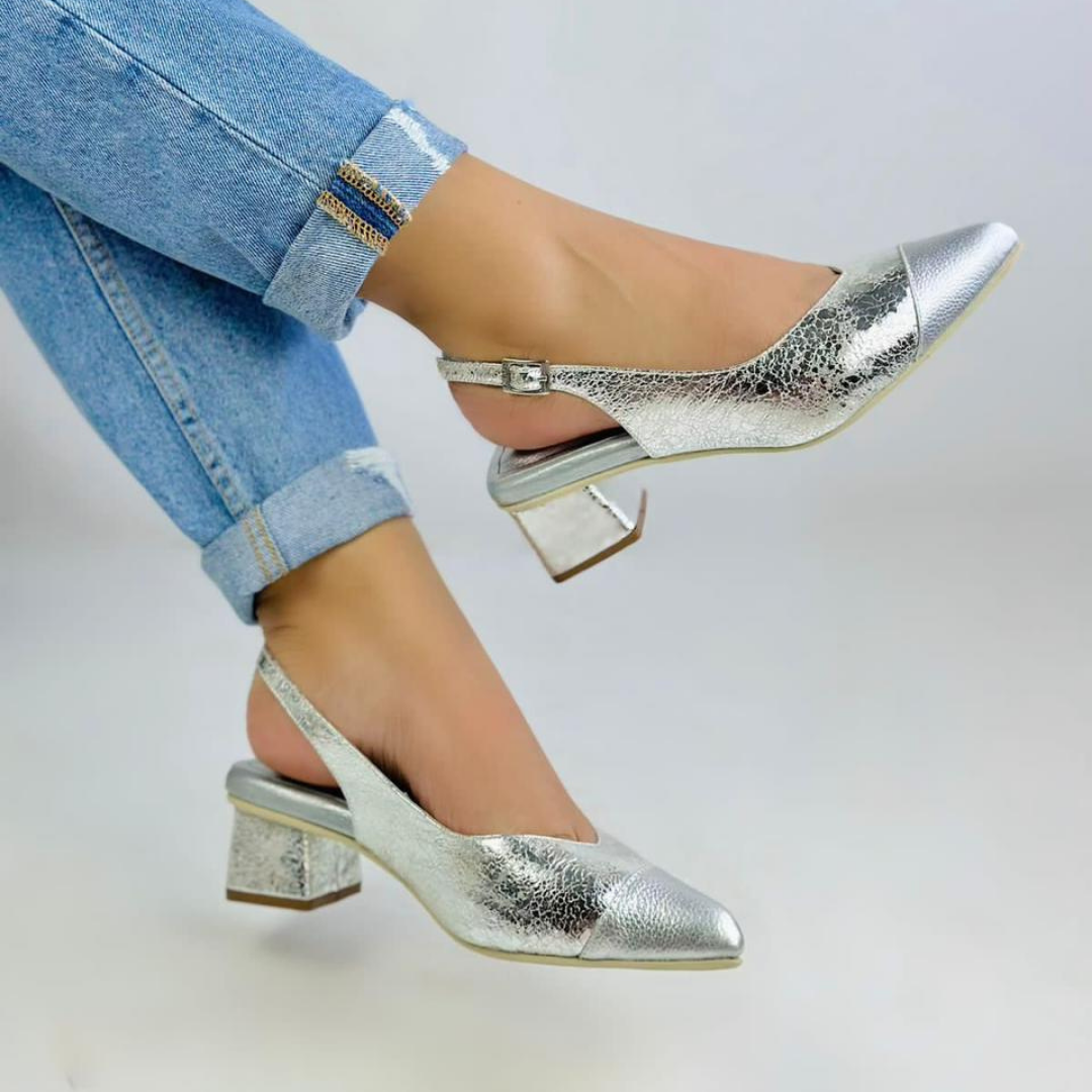 SOLI - CALZADO CACHATINA - ESTILETO MUJER - CUERO LIRA PLATEADO - TACON 3.5 (5.5 CM)