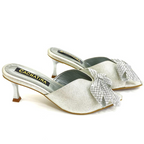 CALZADO CACHATINA - TACON MUJER - SUMERYA - CUERO PLATEADO - ALTURA 5.5 (7 CM)