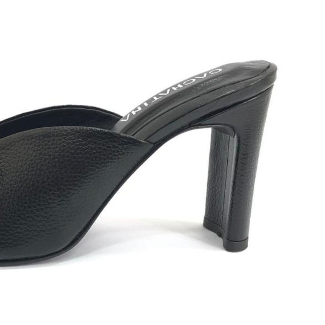 CALZADO CACHATINA - TACON MUJER - SUYIN - CUERO NEGRO - ALTURA 7.5 (10 CM)
