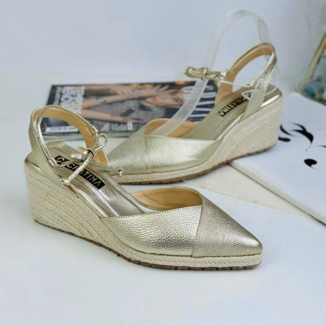 CALZADO CACHATINA - PLATAFORMA MUJER - TIZIANA STORE - CUERO DORADO - ALTURA 5.5 (7.5 CM)
