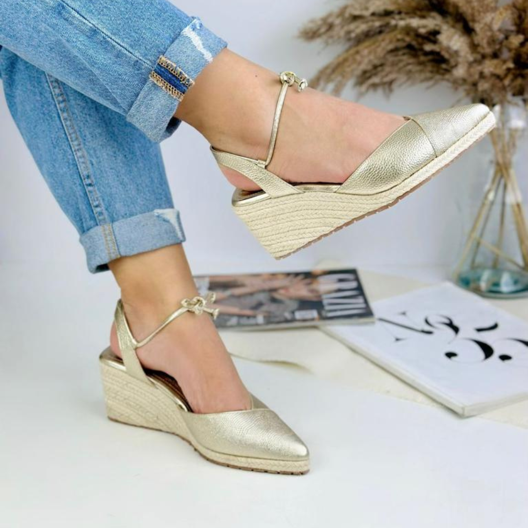 CALZADO CACHATINA - PLATAFORMA MUJER - TIZIANA STORE - CUERO DORADO - ALTURA 5.5 (7.5 CM)