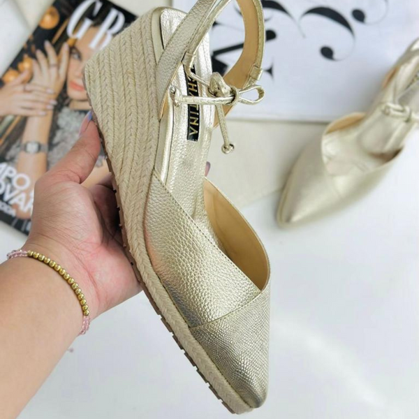 CALZADO CACHATINA - PLATAFORMA MUJER - TIZIANA STORE - CUERO DORADO - ALTURA 5.5 (7.5 CM)