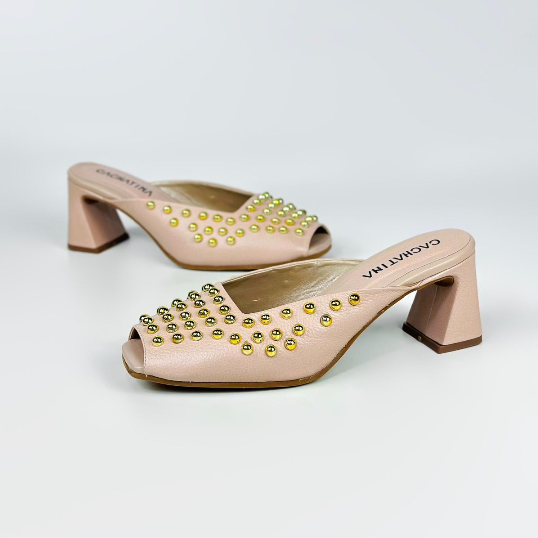 CALZADO CACHATINA - TACON MUJER - WINOA - CUERO TAUPE - ALTURA 5.5 (7 CM)