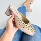 CALZADO CACHATINA - TACON MUJER - WINOA - CUERO TAUPE - ALTURA 5.5 (7 CM)