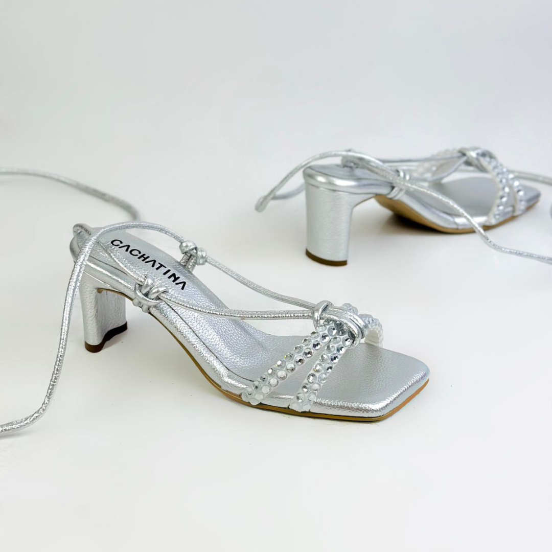 XINZHU - CALZADO CACHATINA - ESTILETO MUJER - CUERO PLATEADO - TACON 5.5 (7 CM)